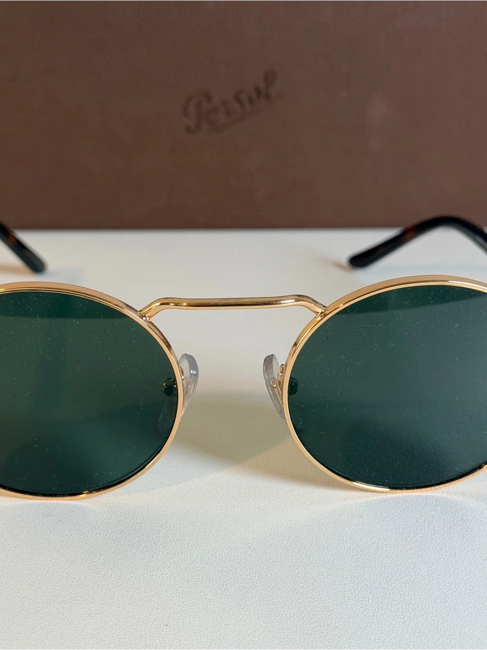 Persol Gold Round Sunglasses Havana